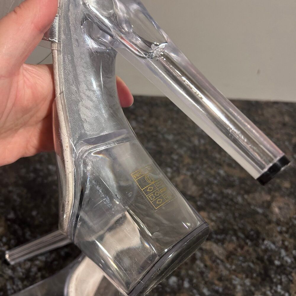 Ellie Platform Sexy Stiletto Heels 7 in. Clear Bottom Sz 10 Women’s - Picture 6 of 9